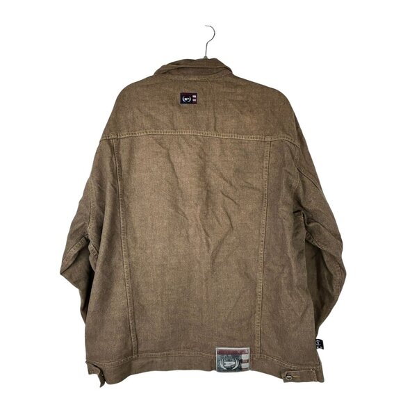 Phat Farm Mens Denim Jean Jacket XXXL Button Up Front Coat Brown VTG - Picture 7 of 16